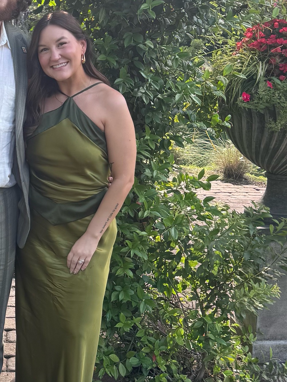 Reformation Jillian Dress Satin Slip Maxi Dress - Elegant Back Detailing - Picture 3 of 4